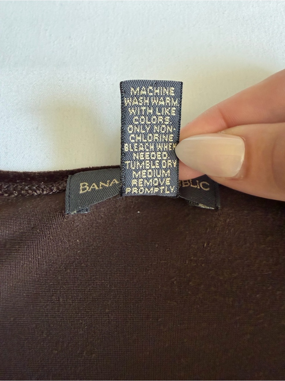 Vintage 90s Banana Republic Chocolate Brown Velvet Top Blouse USA Made Classic - Picture 10 of 13